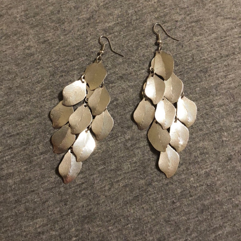 Silver Leaf Shaped Earrings